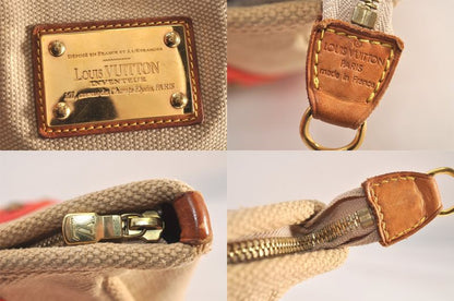 Louis Vuitton Antigua Cabas MM Tote Bag Beige Red M40035 LV 1728n