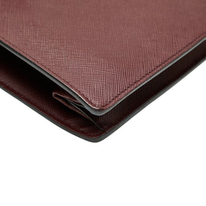 Prada Handbag Shoulder Bag 2WAY Bordeaux Wine Red Saffiano Leather Women Prada