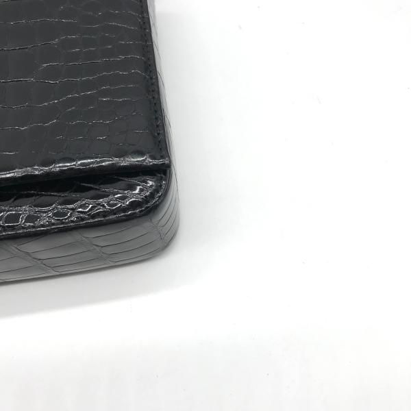 Gucci Croco Center Split Logo Shoulder Bag Black