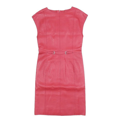 Hermes Deerskin Leather Sleeveless Dress Half Knee Length Belt Logo All Pattern