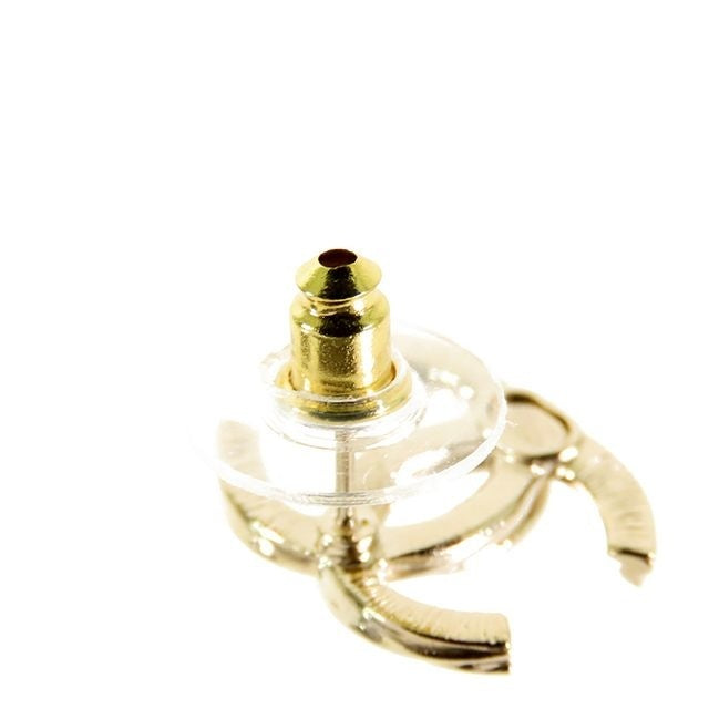 Chanel CC Logo Stud Earrings Gold Metal — view 6