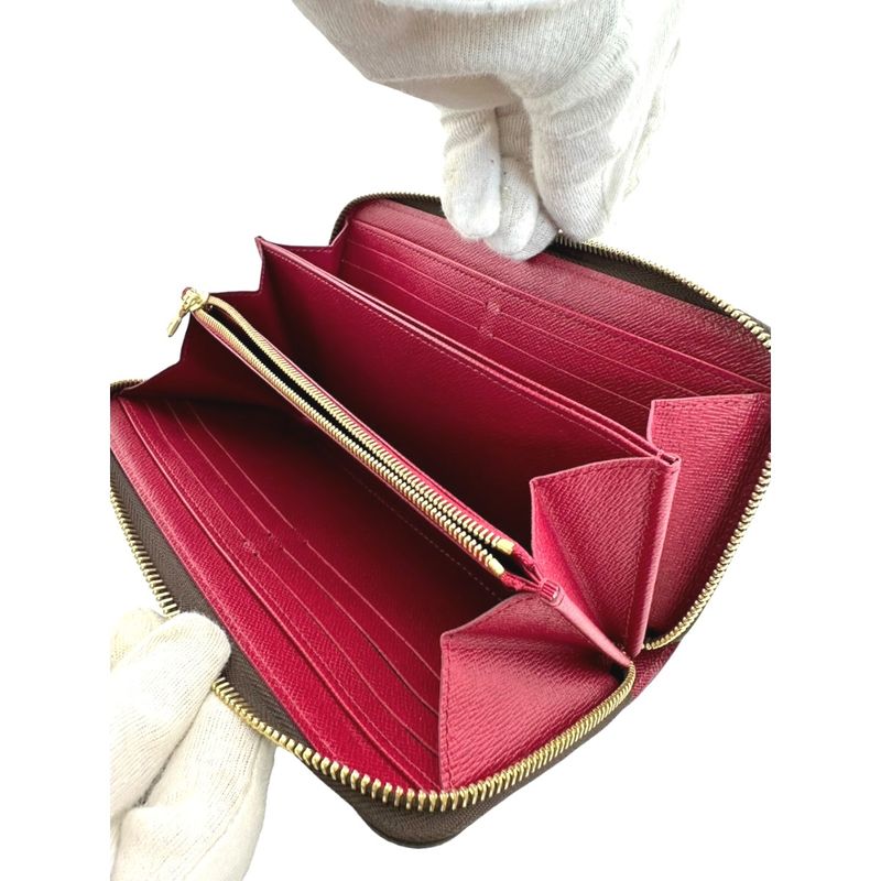Louis Vuitton M41895 Monogram Round Zipper Fuchsia Long Wallet Louis Vuitton