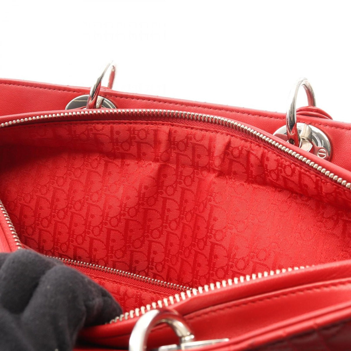 Dior Handbag Lady Large Cannage Red Leather 2-Way — view 9