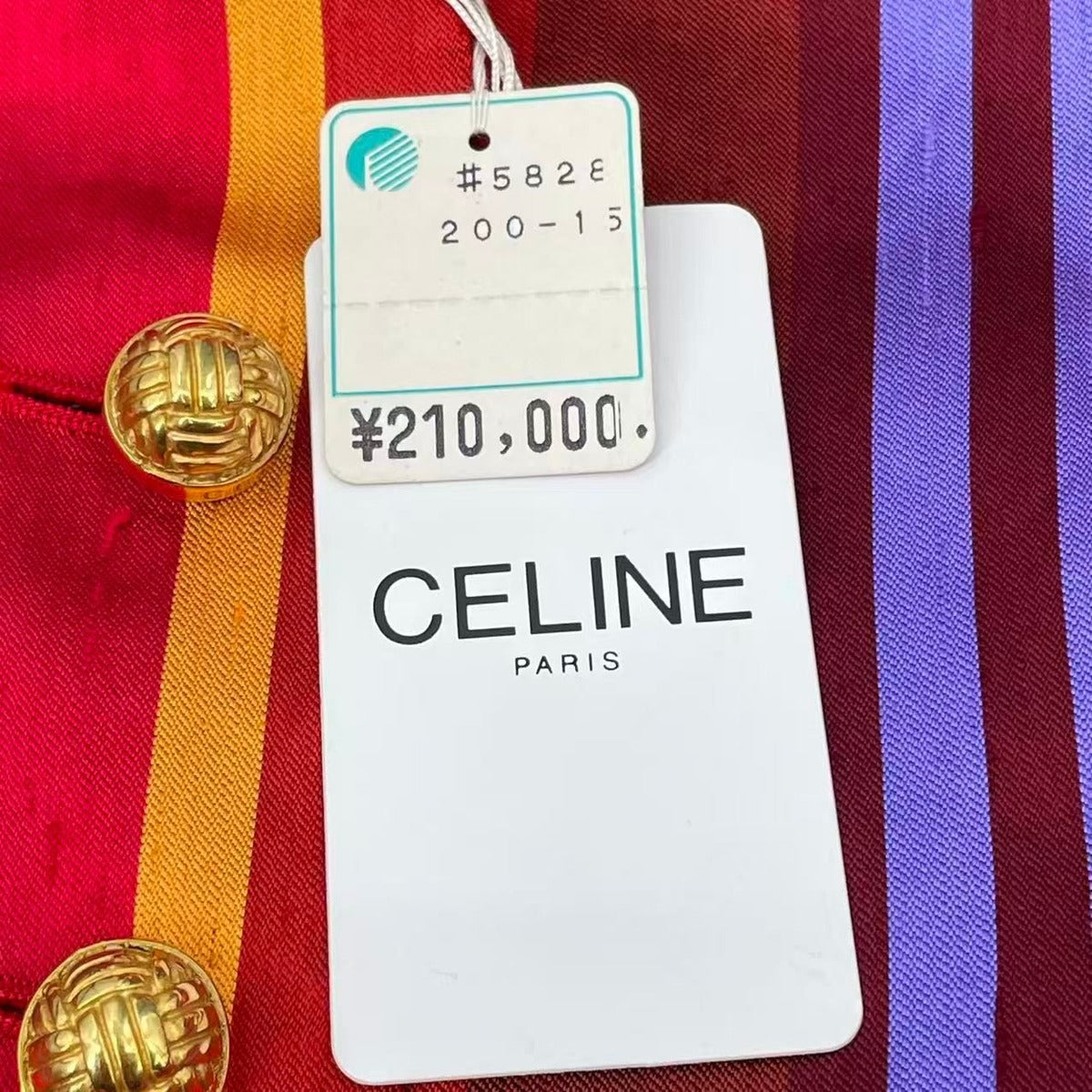 Celine Jacket Regular Price Striped Pattern Damaged Design Gold Button — view 6