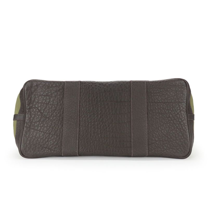 Hermes Tote Bag Garden Party PM Canvas Leather Khaki Brown Silver Hardware □F