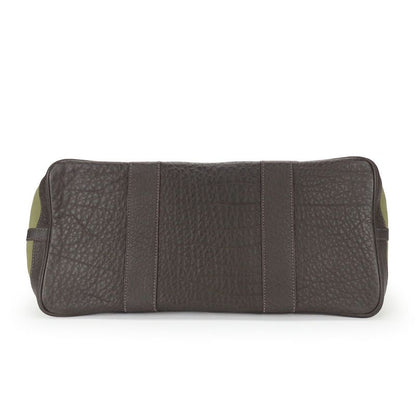 Hermes Tote Bag Garden Party PM Canvas Leather Khaki Brown Silver Hardware □F