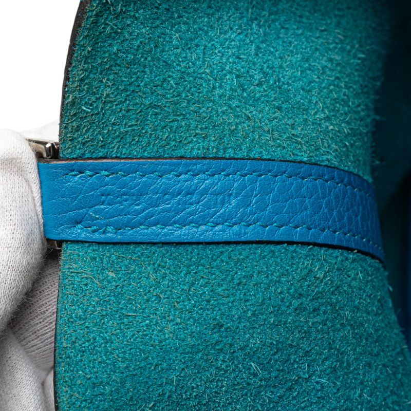 Hermes Picotin Lock MM Blue With Silver Hardware Taurillon Clemence Ladies