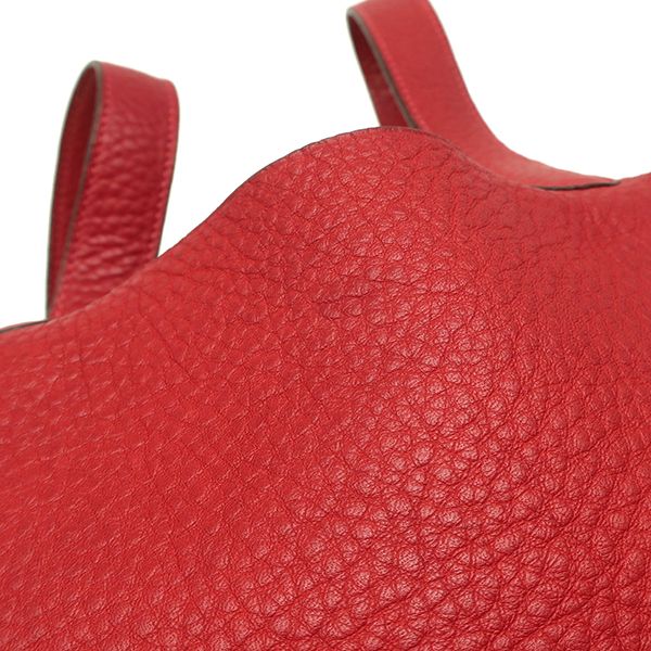 Hermes Handbag Picotin PM Taurillon Clemence Vermilion Silver Hardware Red H