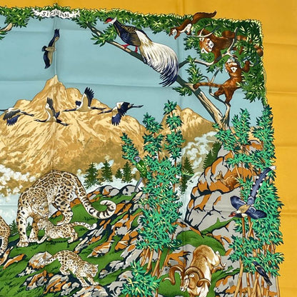Hermes Carre 90 Sichuan Silk Scarf Yellow