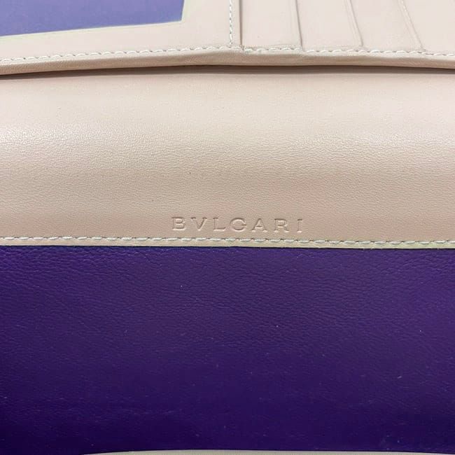 Bulgari Bifold Long Wallet Beige Silver Hardware Bulgari