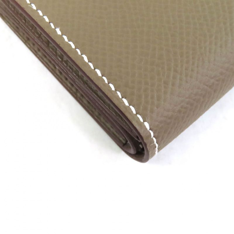 Hermes Bearn Mini Etoupe Vaux Epson Gold Hardware H Logo Hardware Mini Wallet