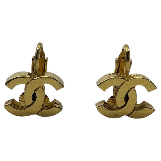 Chanel 70's Coco Mark Gold Earrings Coco Mark Gold Earrings Gold Engraved 233