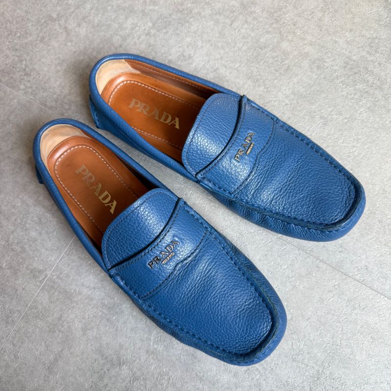Prada Driving Shoes Loafers Slip-on Leather Genuine Leather 6 26cm (10.24in)