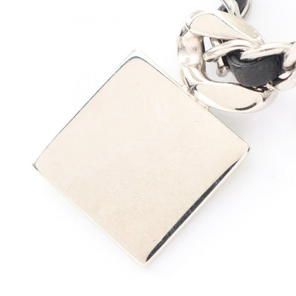Chanel Necklace CC Logo Stainless Steel Leather Silver Black Yellow — view 2