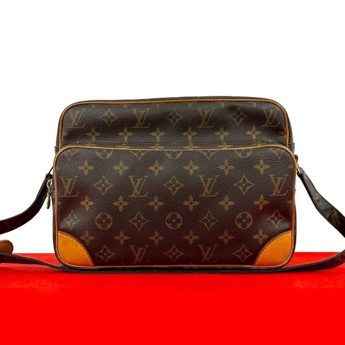 Louis Vuitton Vintage Nile Monogram Leather Shoulder Bag Pochette Brown