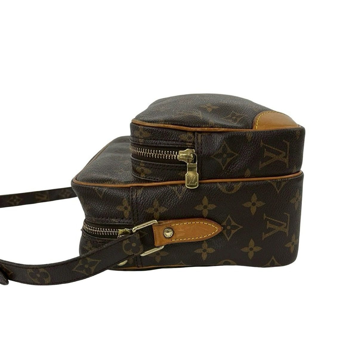 Louis Vuitton Vintage Nile Monogram Leather Shoulder Bag Pochette Brown — view 5