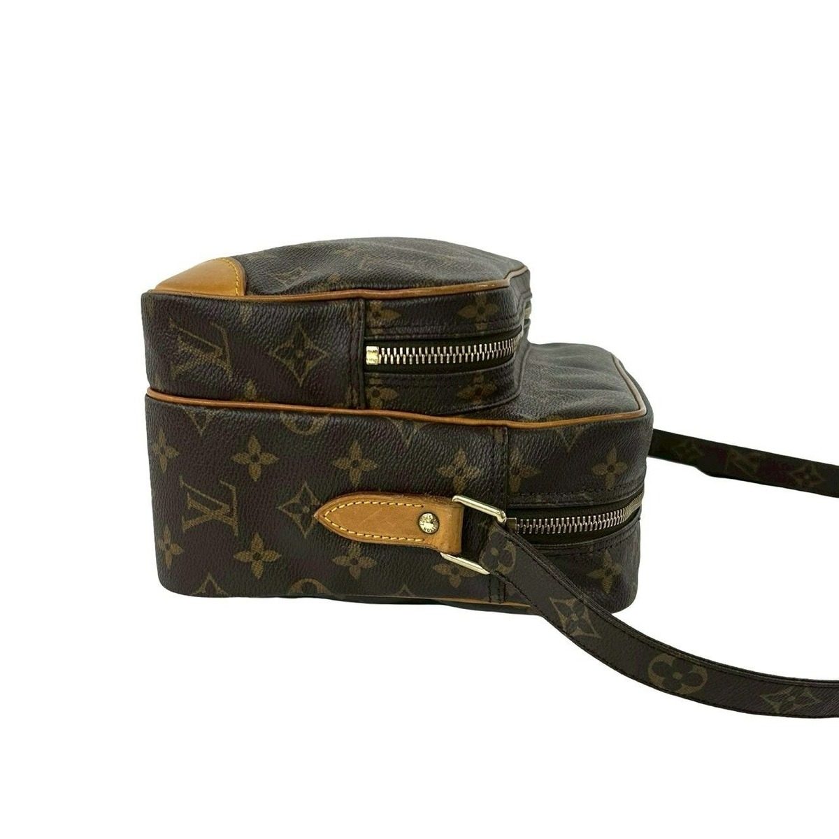 Louis Vuitton Vintage Nile Monogram Leather Shoulder Bag Pochette Brown — view 6