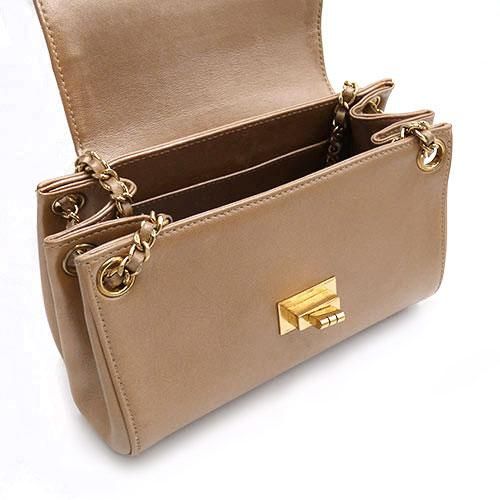Chanel Chocobar 255 Double Leather Beige Handbag Gold