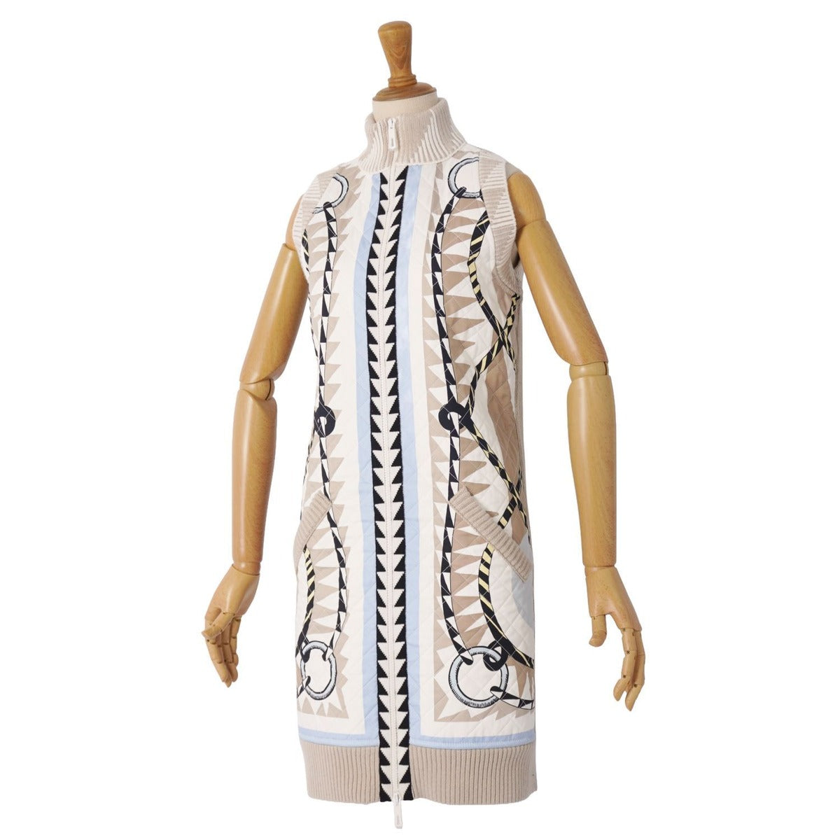 Hermes Coat Gilet Vest Long Key Greige Multicolor — view 5