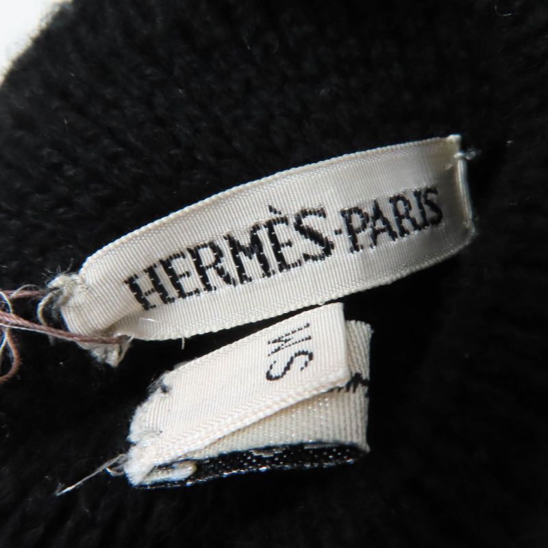 Hermes 100% Cashmere Margiela Period H Logo Knit Gloves Black SM Made In Italy