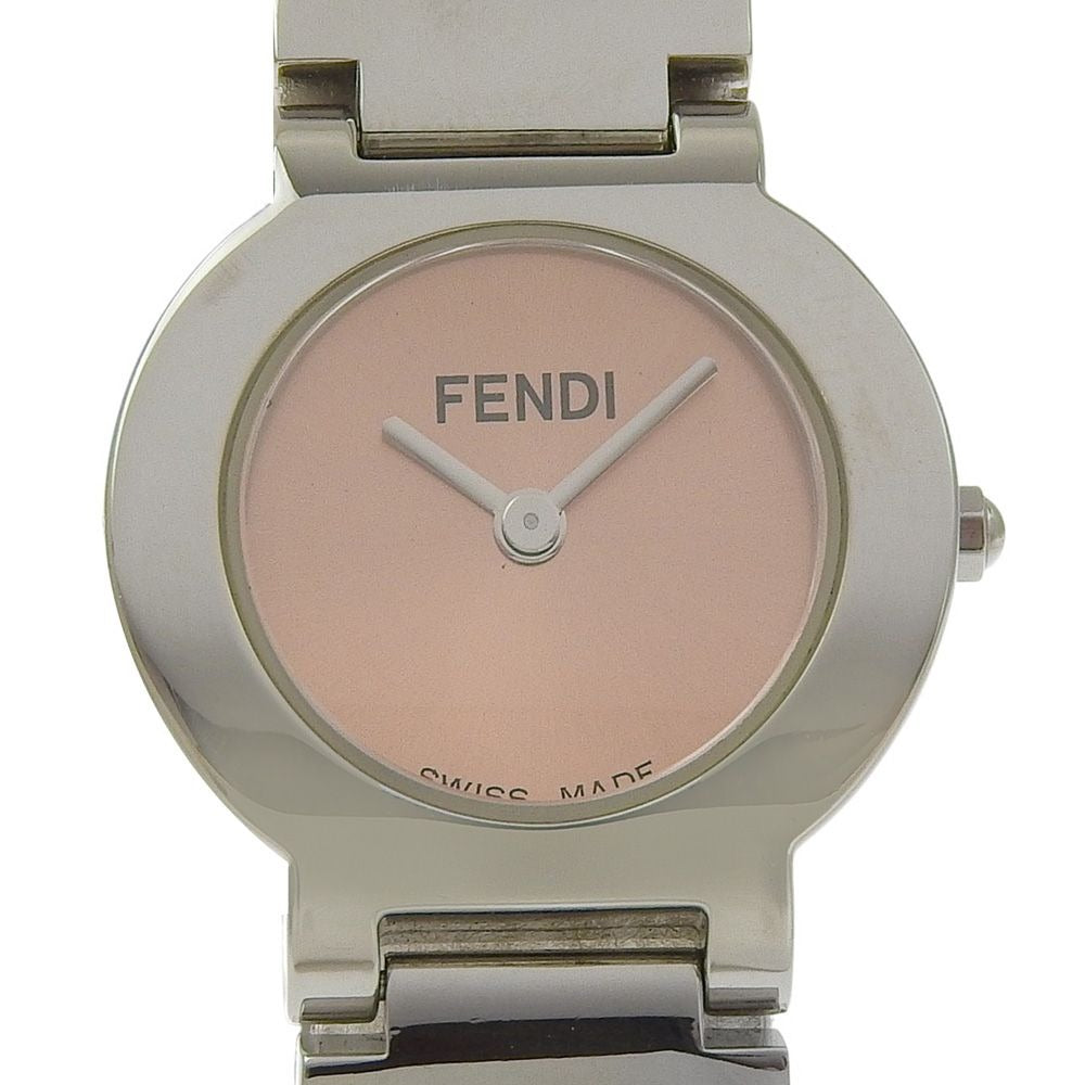 Fendi Orologi Stainless Steel Quartz Analog Display Orange Dial Watch