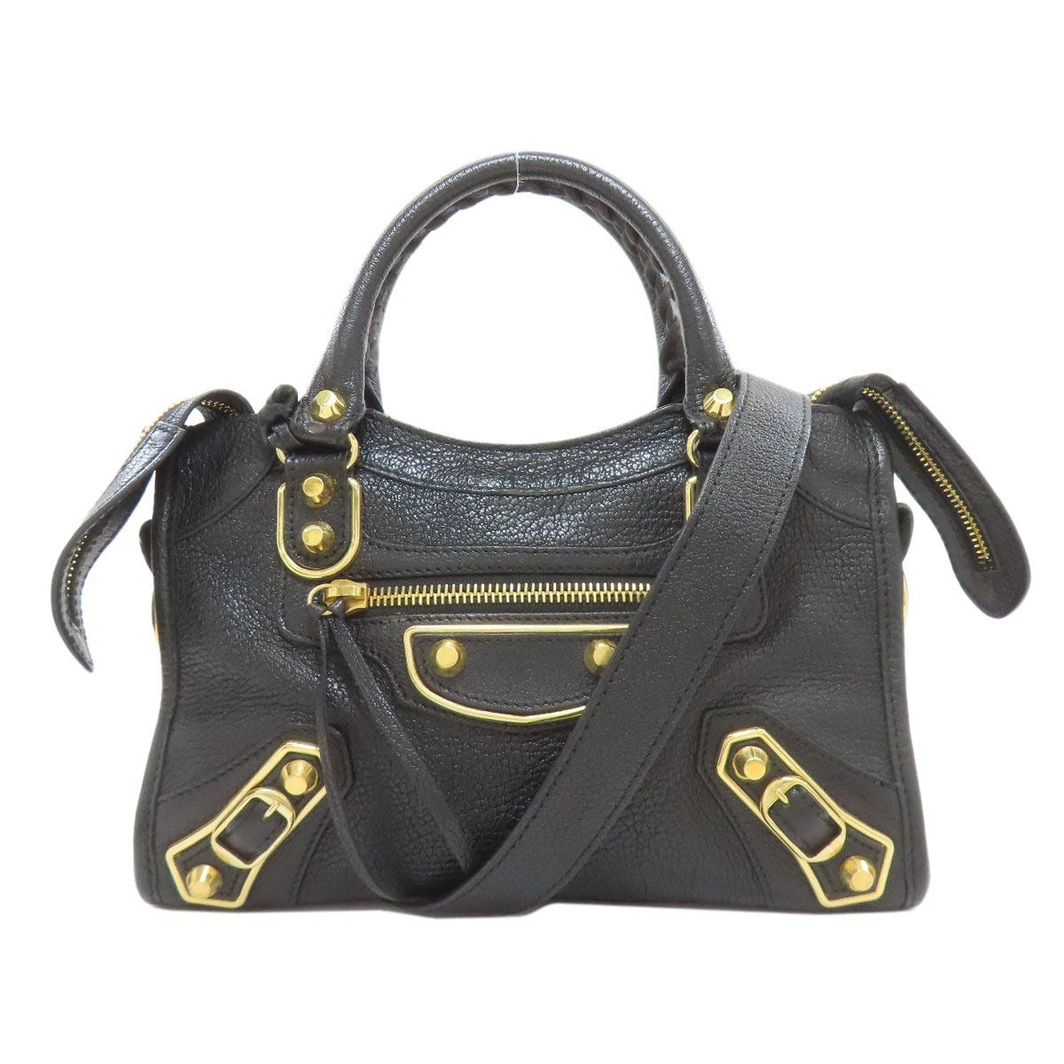 Balenciaga Classic Metallic Edge Mini City 2-Way Handbag Black