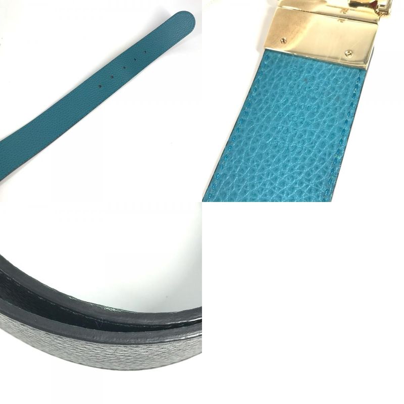 Gucci Belt Double G GG Logo 450000 Leather Black