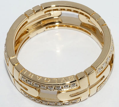 Bulgari Ring 18K Yellow Gold Diamond Open Work Parentesi Ring