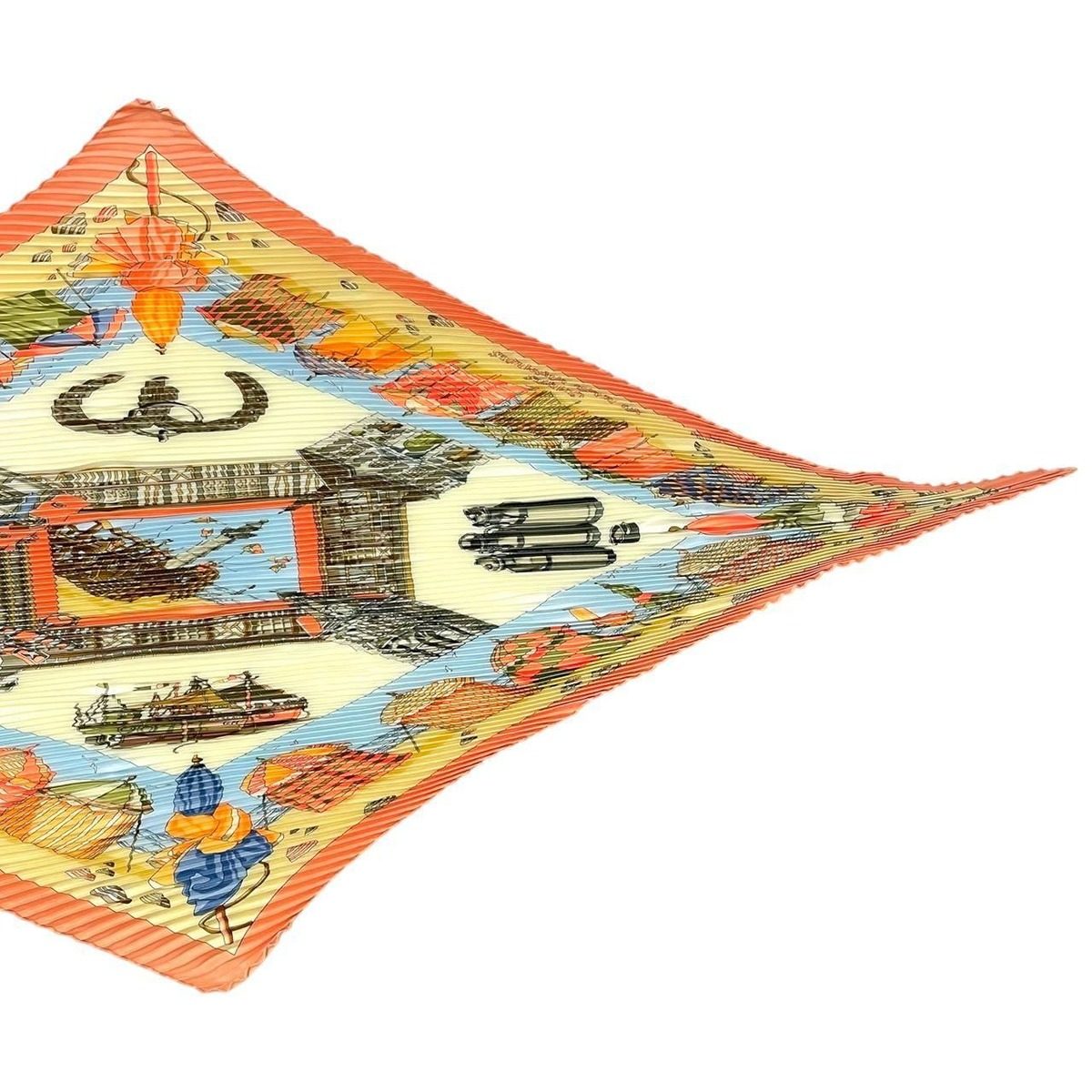 Hermes Scarf Silk Pleats Charmes Des Plages Normandes Charm of the Normandy — view 3