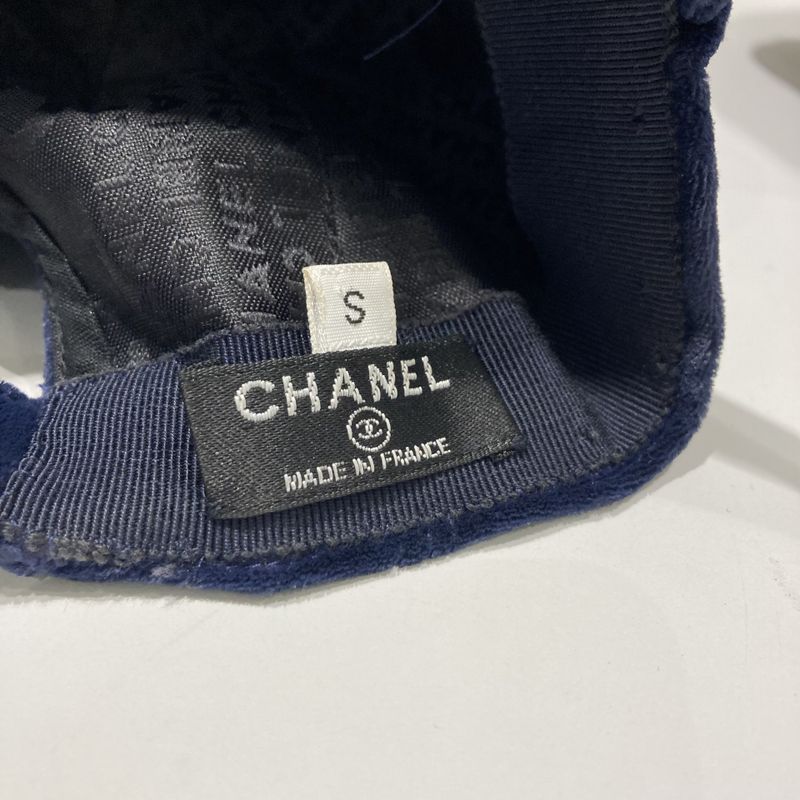 Chanel ③ Velour Cap Ladies Navy S