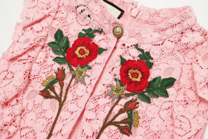 Gucci Dress Size 36 Sleeveless Tight Dress Lace Embroidered GG Pearl Buttons