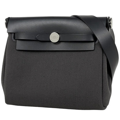 Hermes Herbag Zip 20 Toile Hunter Shoulder Bag Canvas Gray