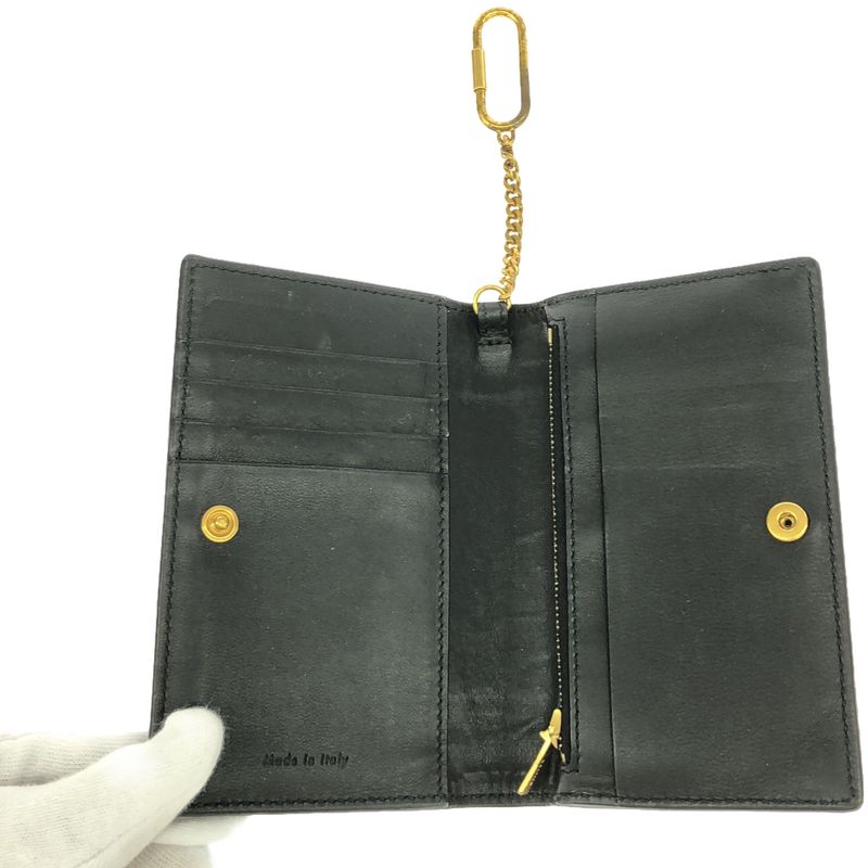 Celine Phoebe Period Frame Chain Mini Wallet in Black Gold