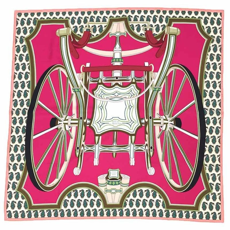 Hermes Carre 90 LES Roues de Phaeton Four-wheeled Carriage Wheels Scarf Silk