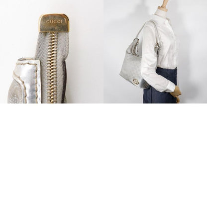 Gucci Interlocking G 182491 GG Canvas Silver Ladies Shoulder Bag