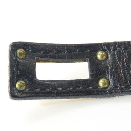 Hermes Bracelet Kelly Leather Metal Black Gold Hardware □I Engraved Accessories