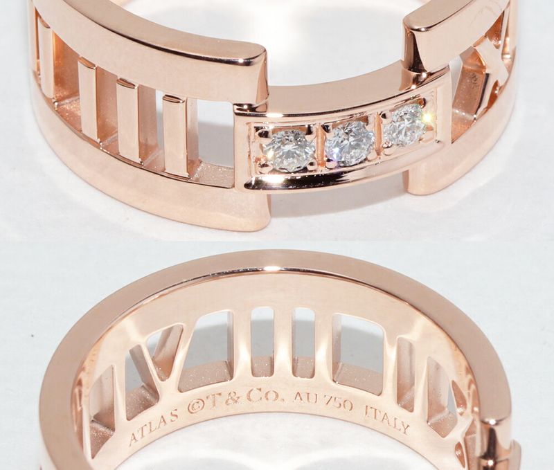 Tiffany & Co Ring 18K Pink Gold Diamond 3P Open Atlas Ring