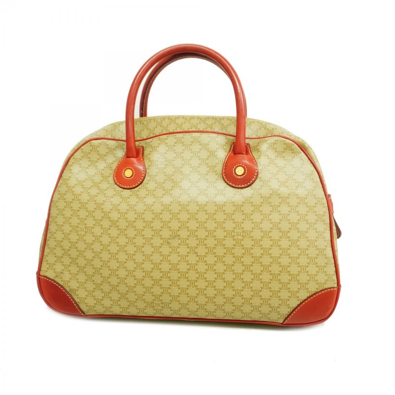 Celine Handbag Macadam PVC Beige Red Gold Hardware Women