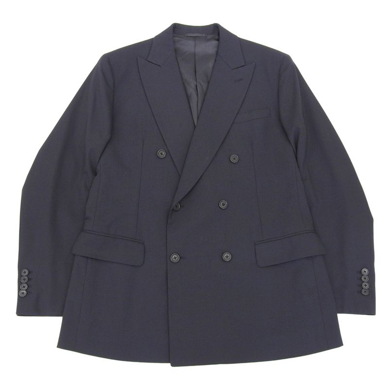 Prada 2019 Item Double Breasted Jacket Bleather 50 Men's Navy Blue Bre