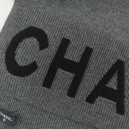 Chanel Shawl Aaa623 Gray-×black 2025 Cruises Cashmere Logo Simple