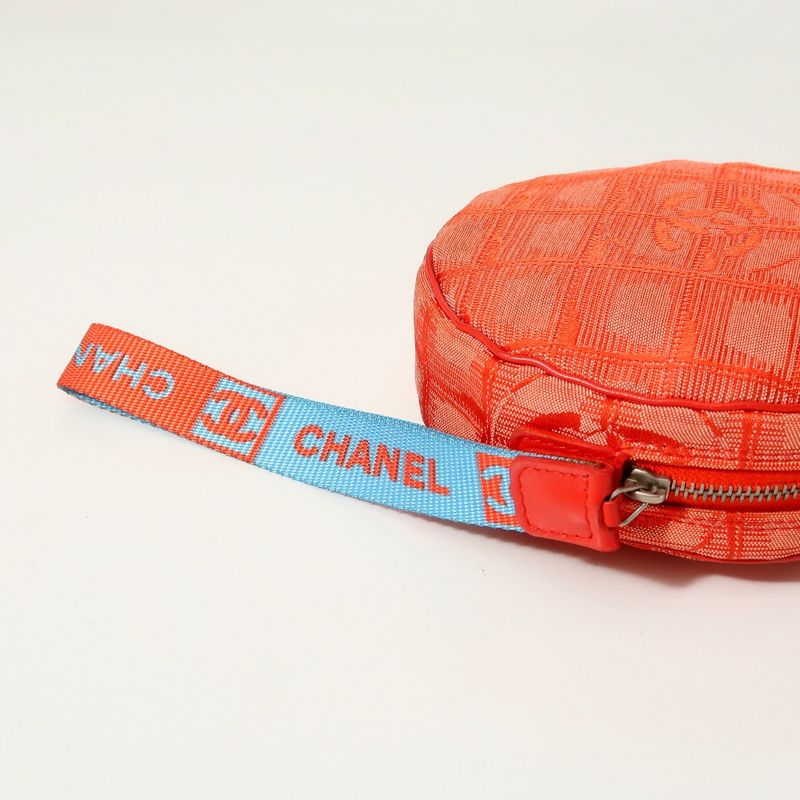 Chanel New Travel Line Accessory Pouch Round Shape CC Logo Coco Mark Made In