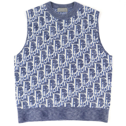 Dior Homme Wool Oblique Knit Vest Blue L