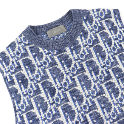 Dior Homme Wool Oblique Knit Vest Blue L — view 3