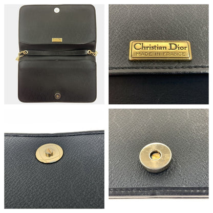 Christian Dior Christian Dior Honeycomb Pattern Chain Shoulder Bag Black