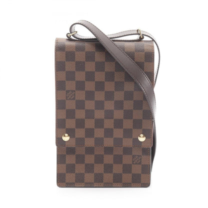 Louis Vuitton Shoulder Bag Portobello Canvas Leather Ebene Brown