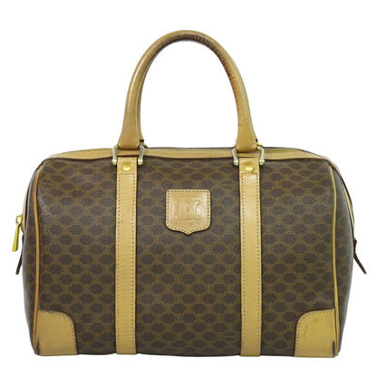 Authentic Celine Macadam Mini Boston Bag Handbag PVC Brown Macadam Bag Pre-owned