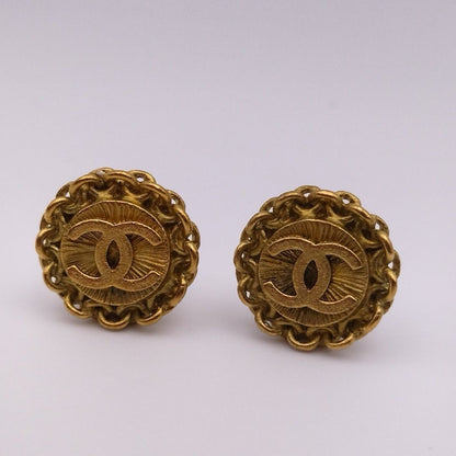 Chanel Earrings CC Logo Twist Gold Vintage