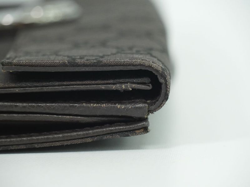 Authentic Gucci GG Nylon Long Wallet Long Wallet Brown 231835 Wallet Pre-owned