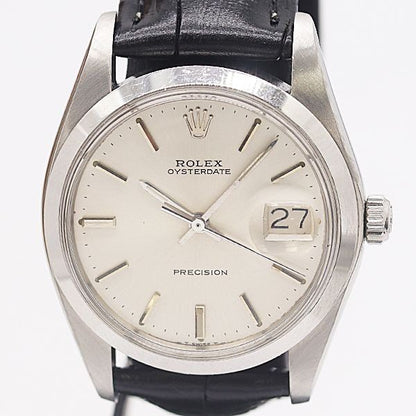 Rolex Oyster Date Precision Manual Winding Silver Dial Watch