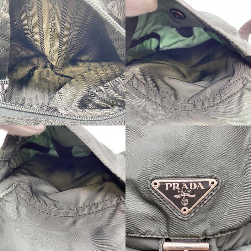 Prada Backpack Sac Daypack Backpack Nylon Khaki Women Men Vintage Fashion